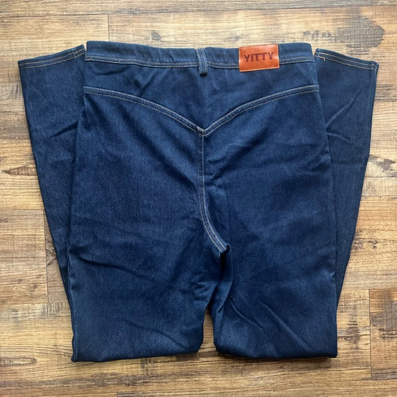 Yitty Women's Denim Is Served Jean Legging Blue Smoothing Dark Denim Size L - Picture 2 of 4